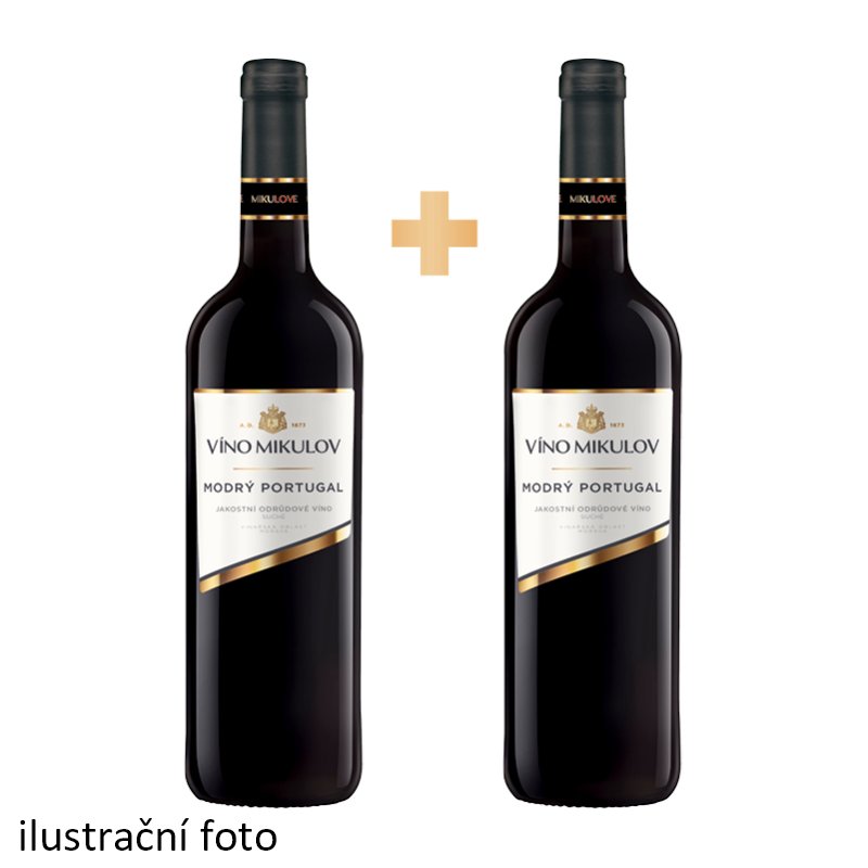 Víno Mikulov Modrý Portugal 1+1 ZDARMA