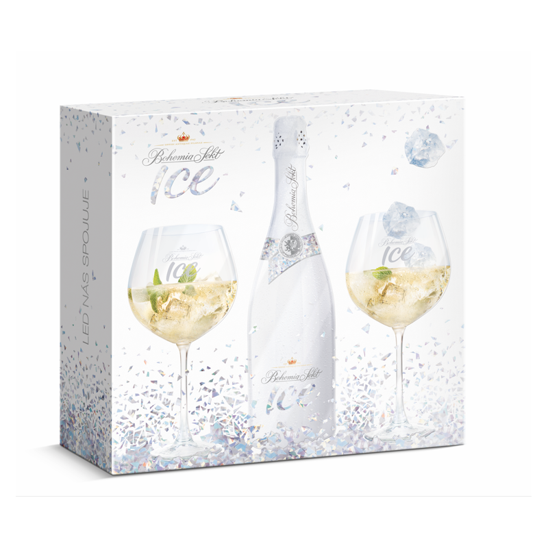 Bohemia Sekt ICE + 2 originální sklenice, Gift box, 0,75l