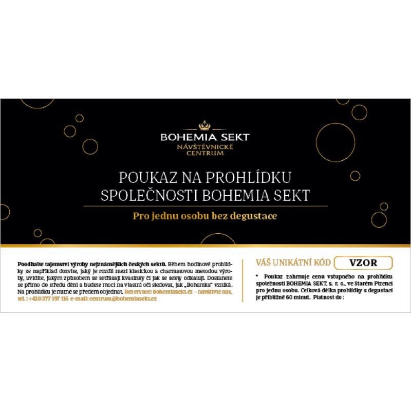 Prohlídka společnosti Bohemia Sekt bez degustace - tištěná poukázka