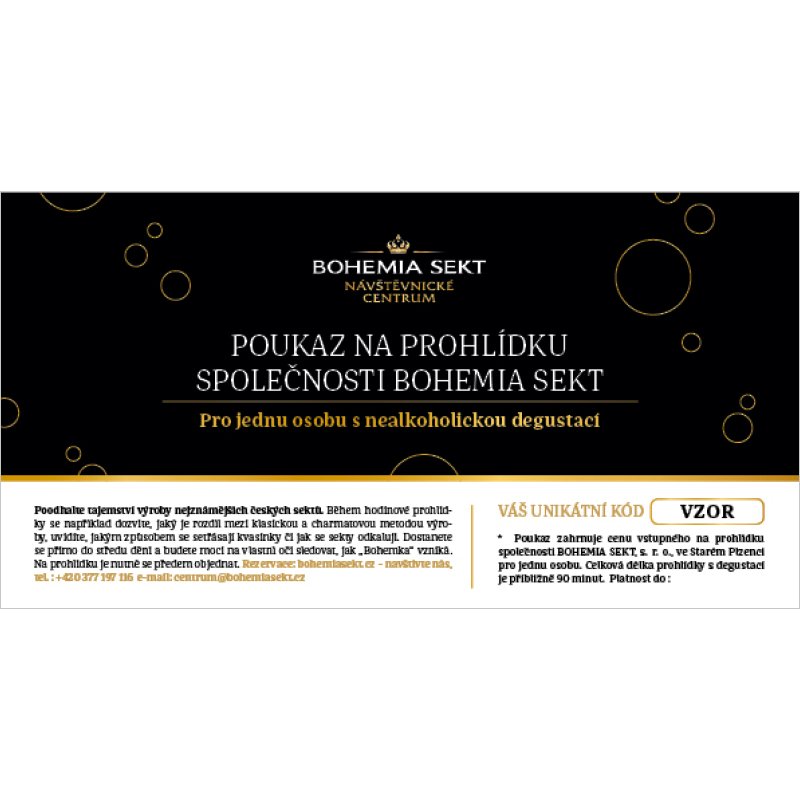 Prohlídka společnosti Bohemia Sekt s nealkoholickou degustací - tištěná poukázka