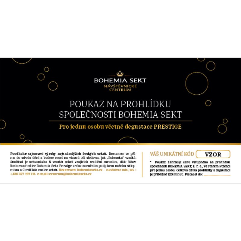 Prohlídka společnosti Bohemia Sekt s degustací PRESTIGE - tištěná poukázka