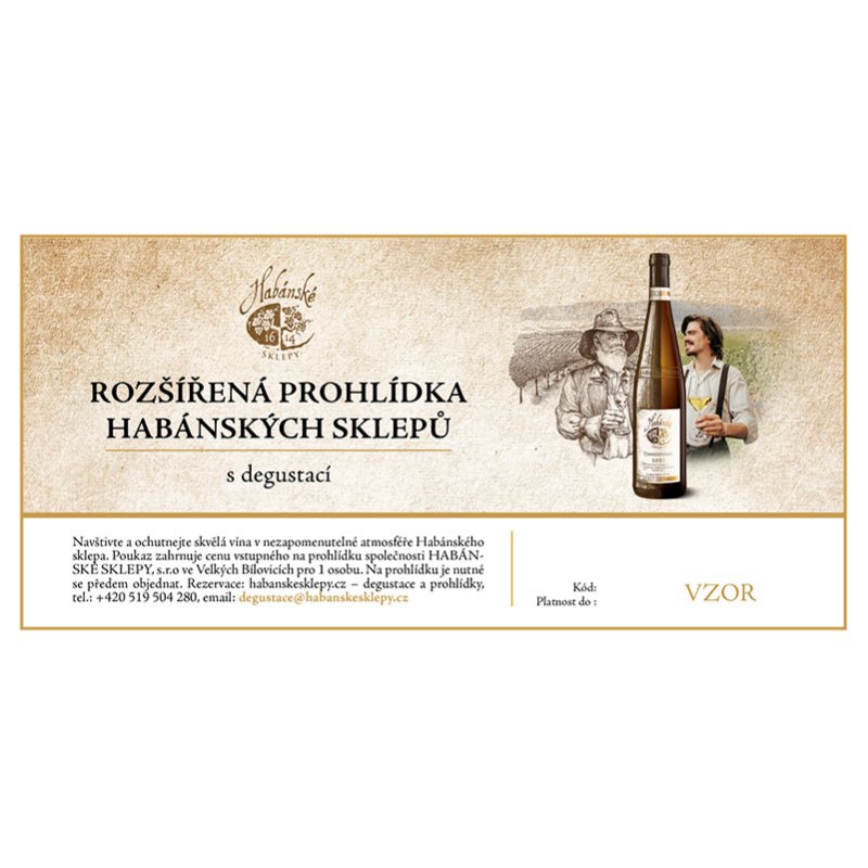 Prohlídka Habánských sklepů s rozšířenou degustací - tištěná poukázka